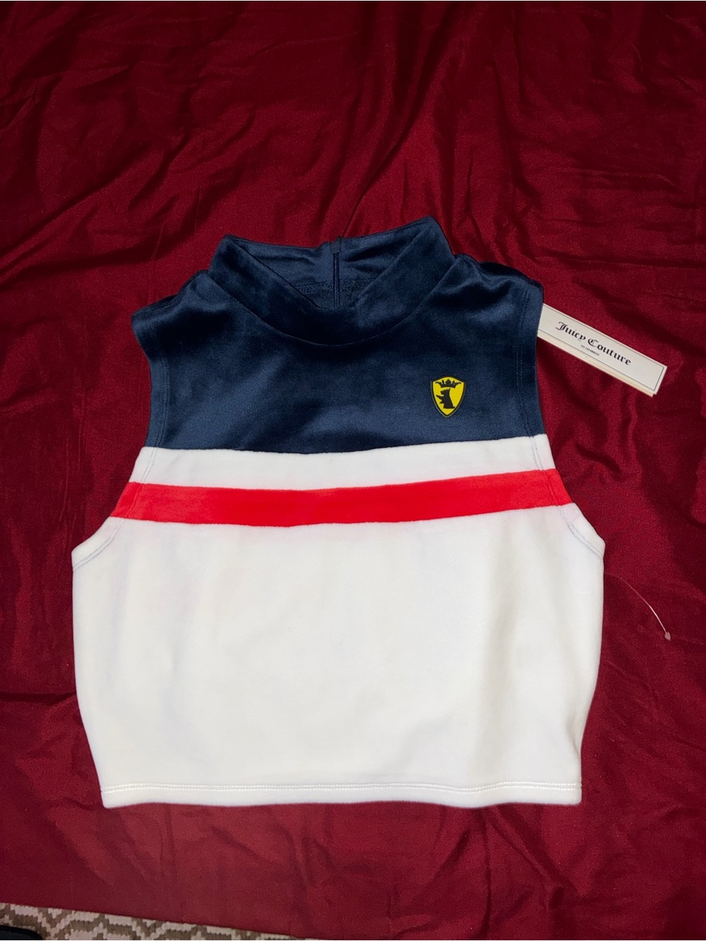Juicy Couture Navy, White & Red Sleeveless Crop Top